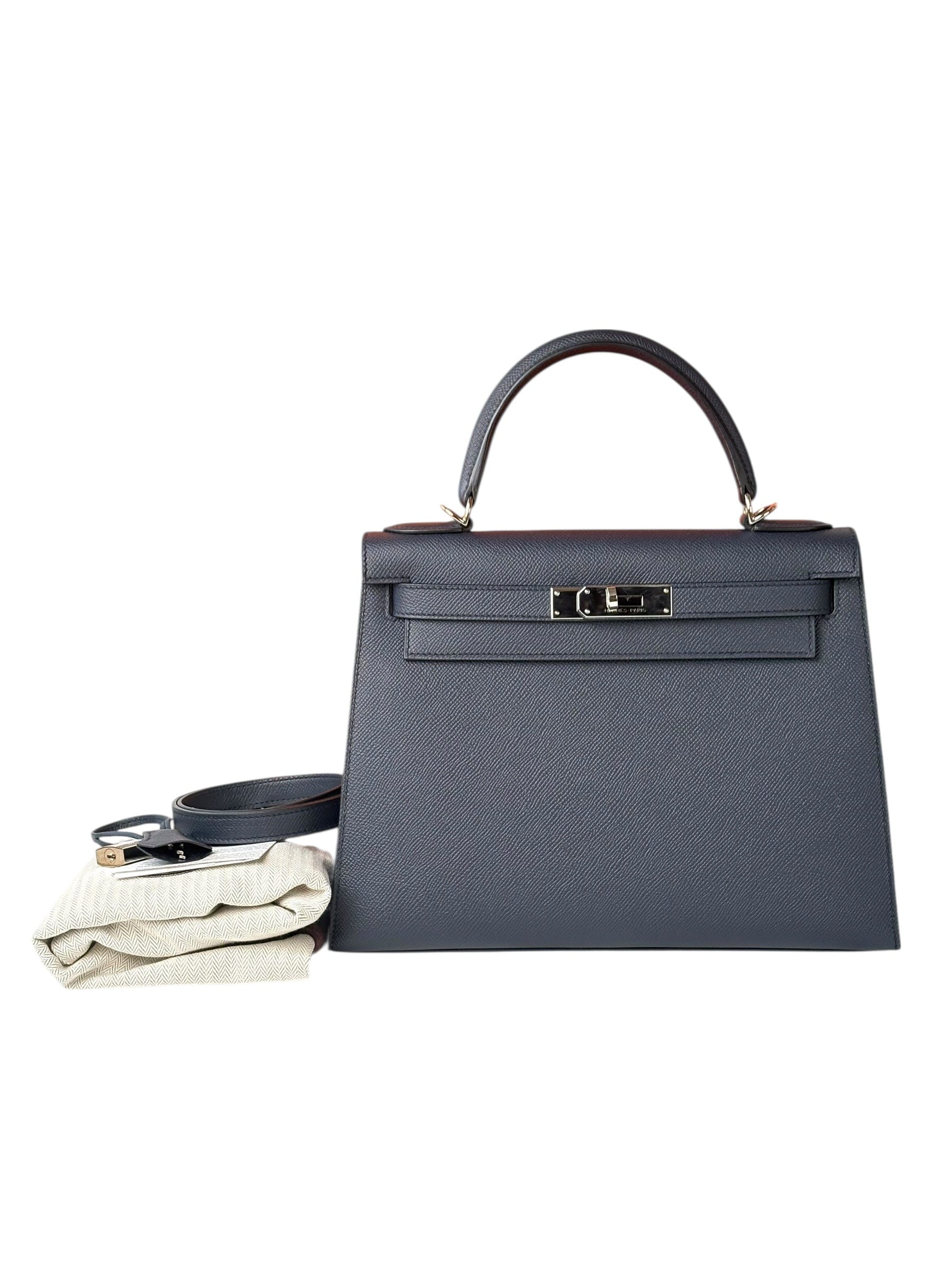 Hermes Hermes Kelly 28cm Bag Epsom 76 Blue Indigo - Full Set - Y stamp