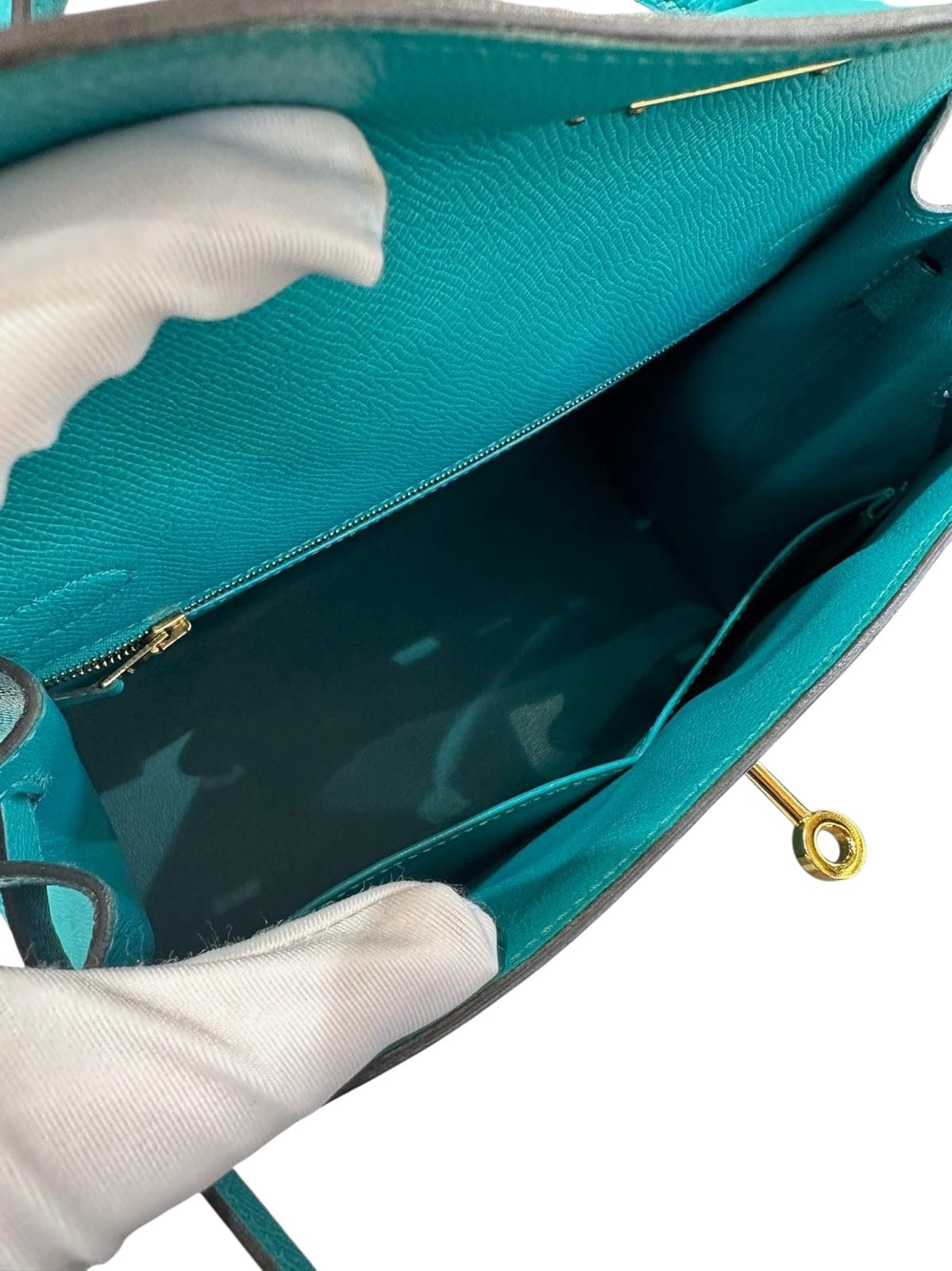 Hermes Hermes Kelly 28cm Blue Paon in Epsom with GHW - Full Set - X Stamp