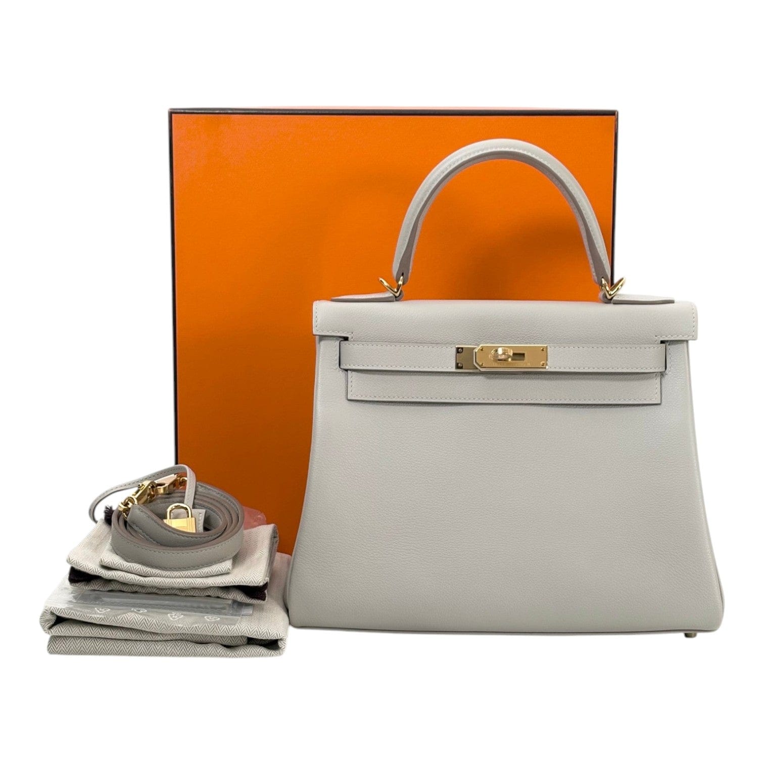 Hermes Hermes Kelly 28cm in Gris Perle Evercolour with GHW - Full Set
