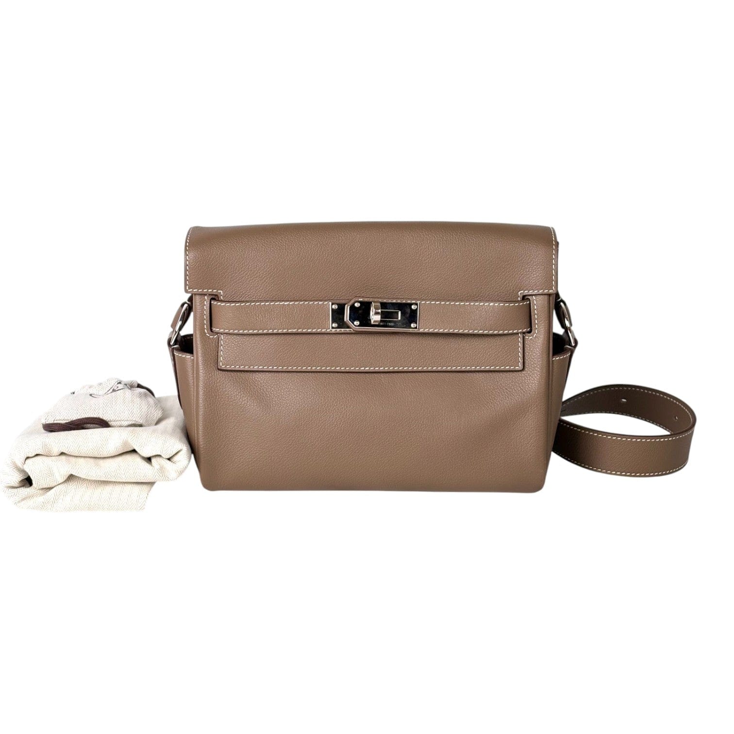 Hermes Hermes Kelly Messenger Bag in Etoupe Evercolor