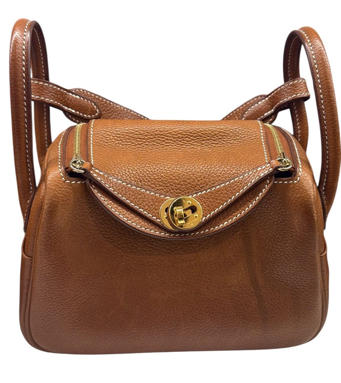 Hermes Hermes Mini Lindy in Gold Barenia with GHW - Full Set