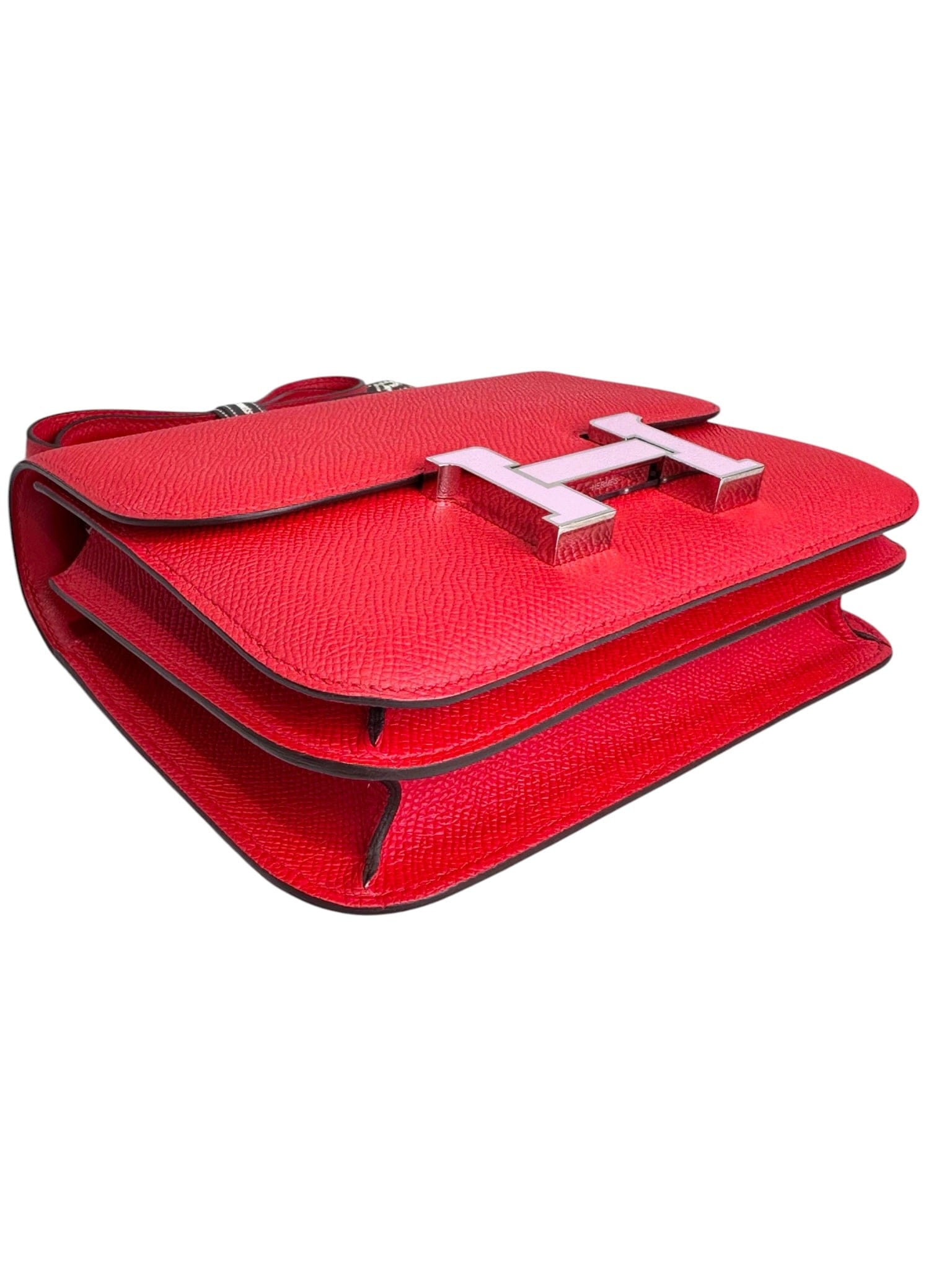 Hermes Hermes Red Constance 18 with Pink Enamel Closure in Epsom Leather