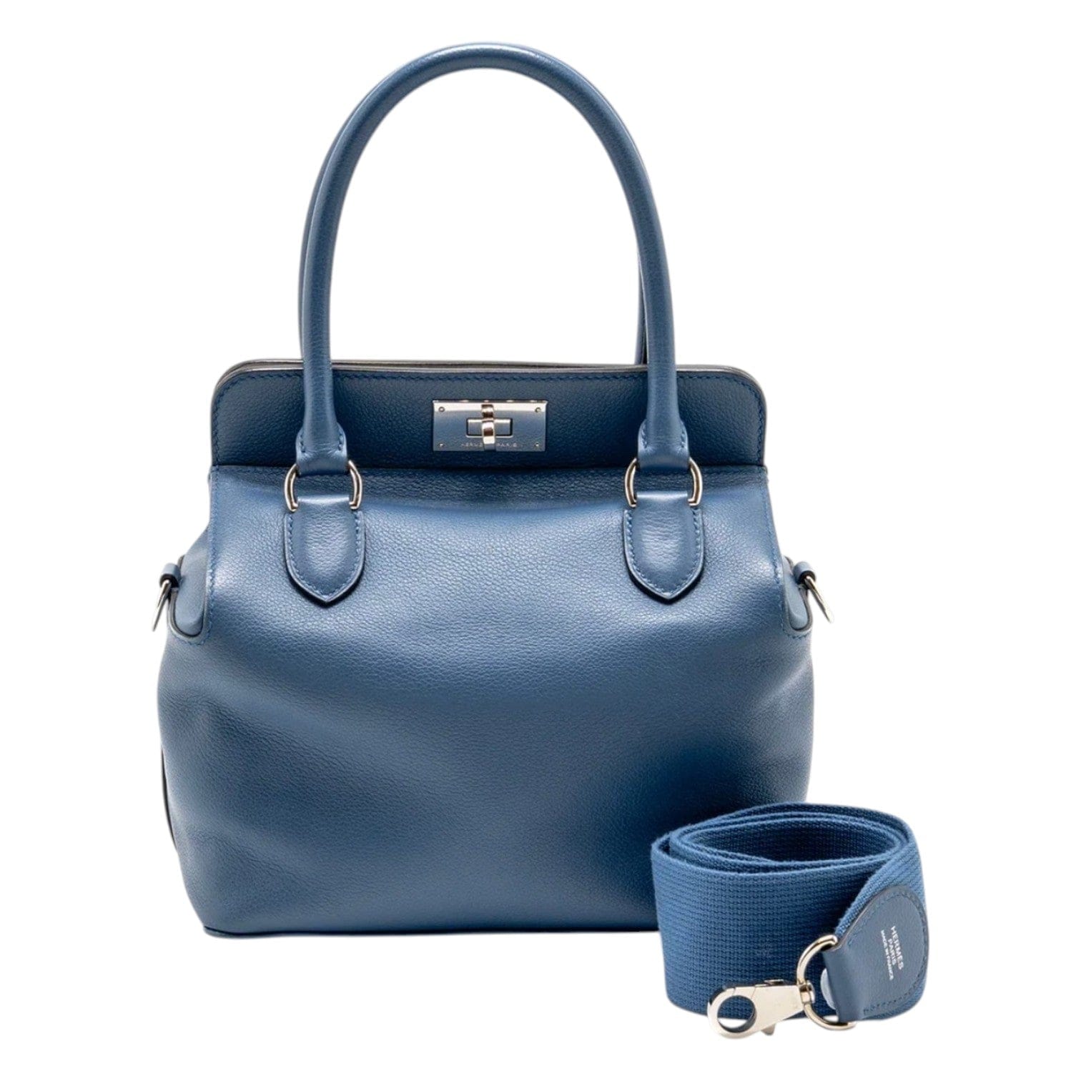 Hermes Hermes Toolbox 20 Evercolor Blue / Light Grey SHW
