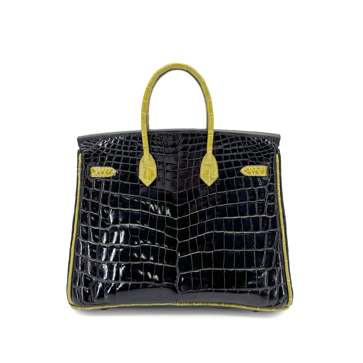 hermes Hermes Birkin 25 Black /Chartreuse Shiny Niloticus PHW #H 90267754