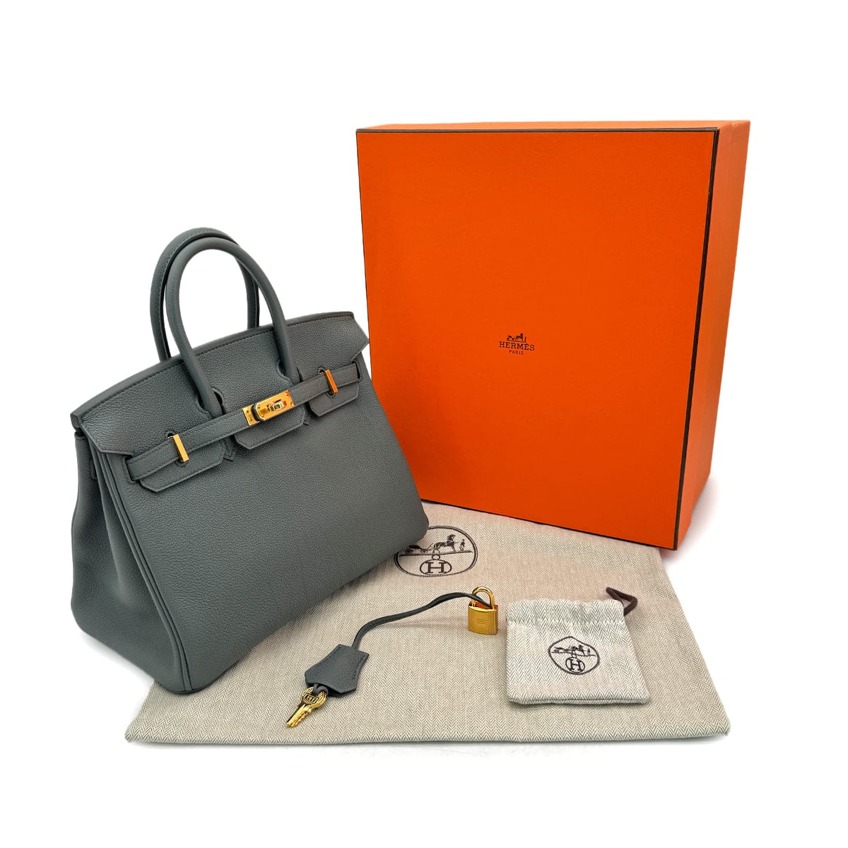 HERMES HERMES BIRKIN 25 VERT AMANDE TOGO HAND BAG W GHW 90300027