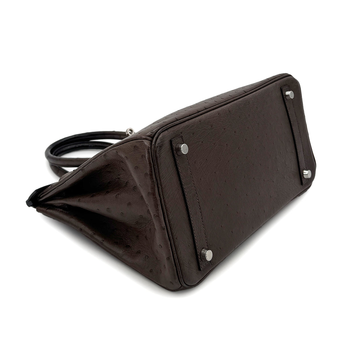 HERMES HERMES BIRKIN 30 BROWN OSTRICH HAND BAG □N SHW 90300555