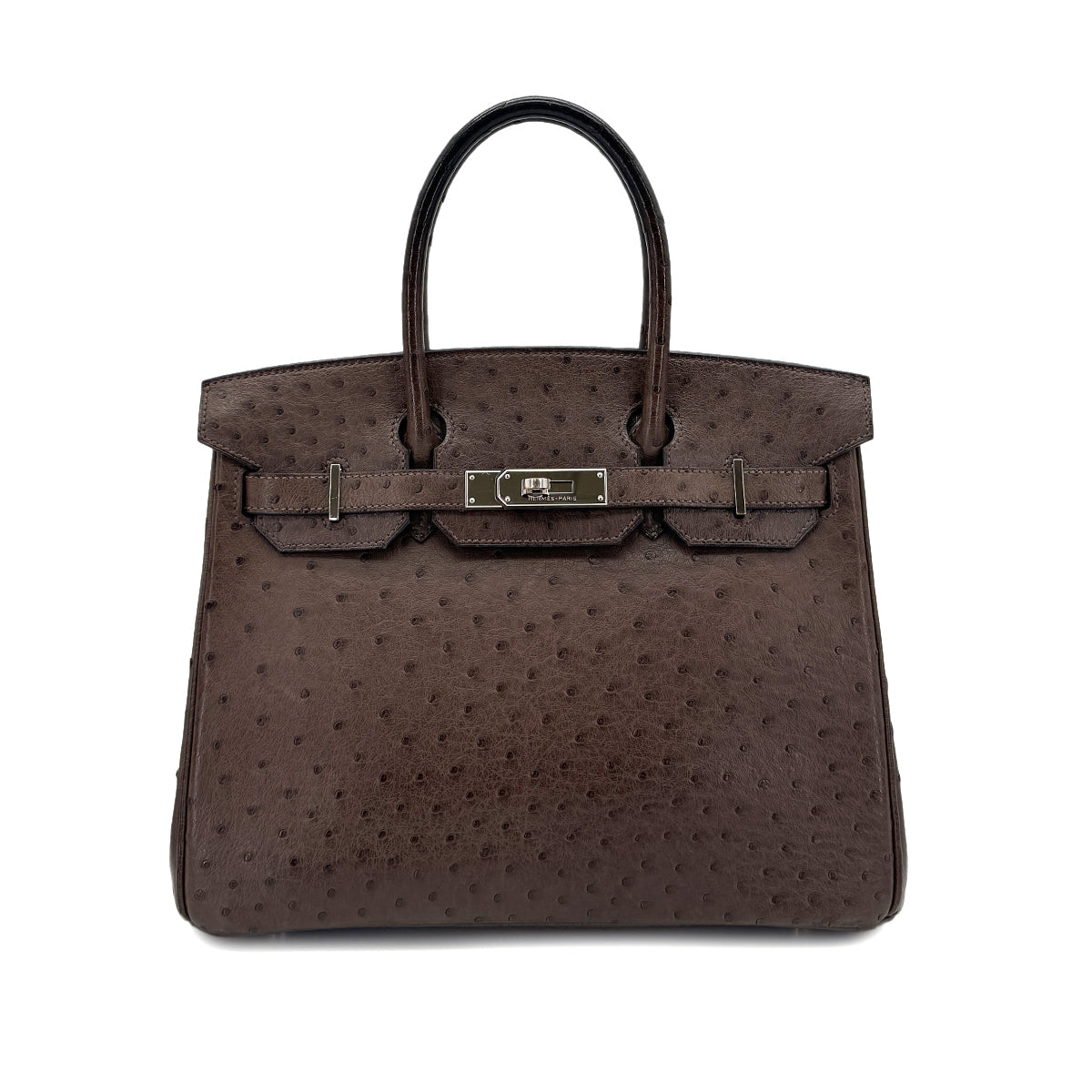 HERMES HERMES BIRKIN 30 BROWN OSTRICH HAND BAG □N SHW 90300555