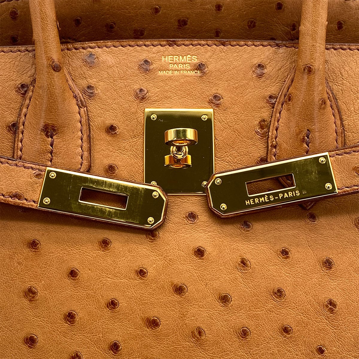 HERMES HERMES BIRKIN 30 CHESTNUT OSTRICH HAND BAG 2006 SQUARE J GOLD HARDWARE 90325611