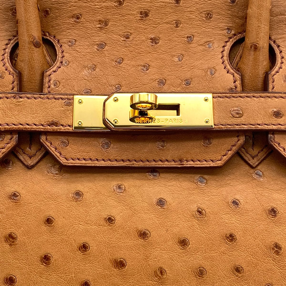 HERMES HERMES BIRKIN 30 CHESTNUT OSTRICH HAND BAG 2006 SQUARE J GOLD HARDWARE 90325611