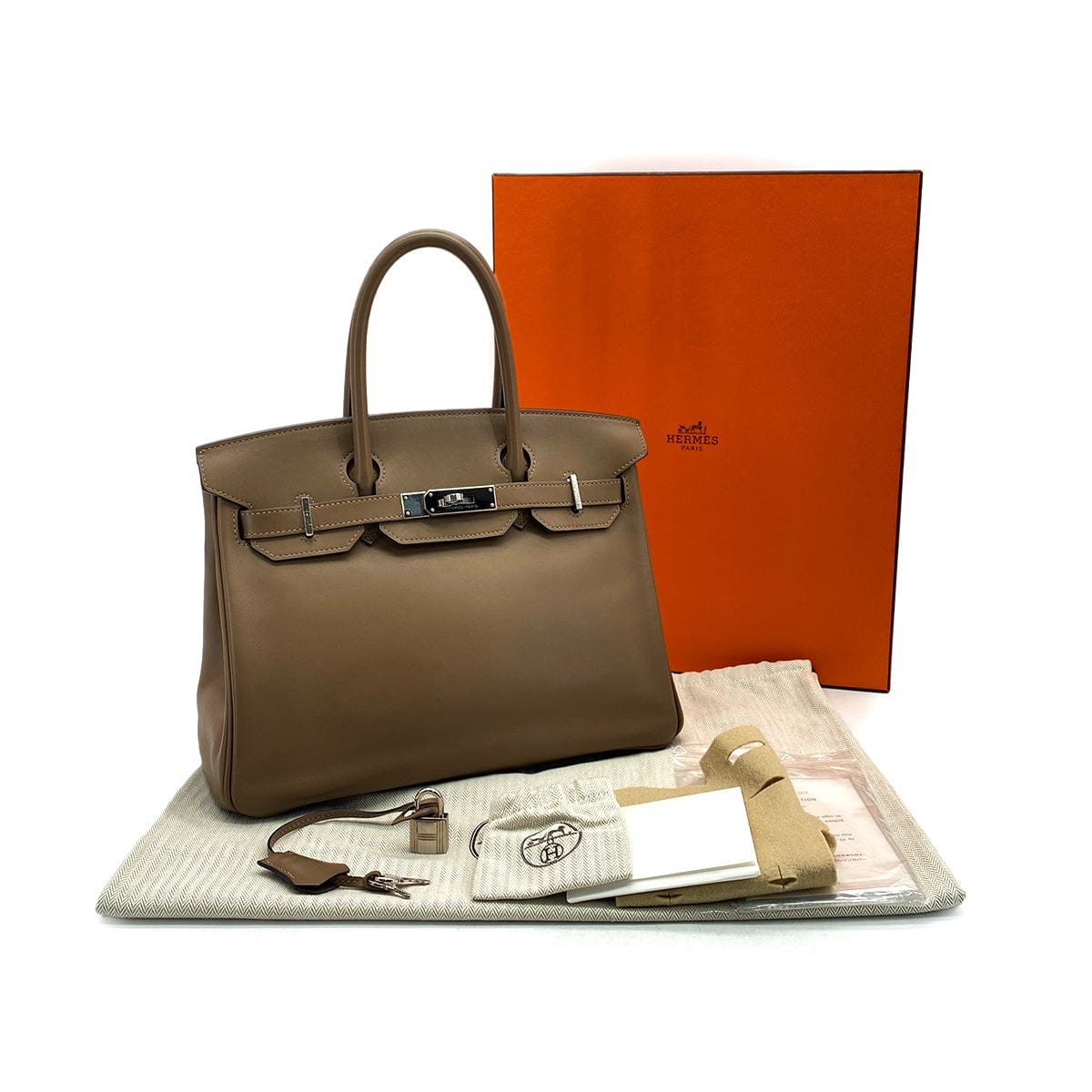 HERMES HERMES BIRKIN 30 ETOUPE SWIFT HAND BAG 2020 Y STAMP PALLADIUM HARDWARE 90325329