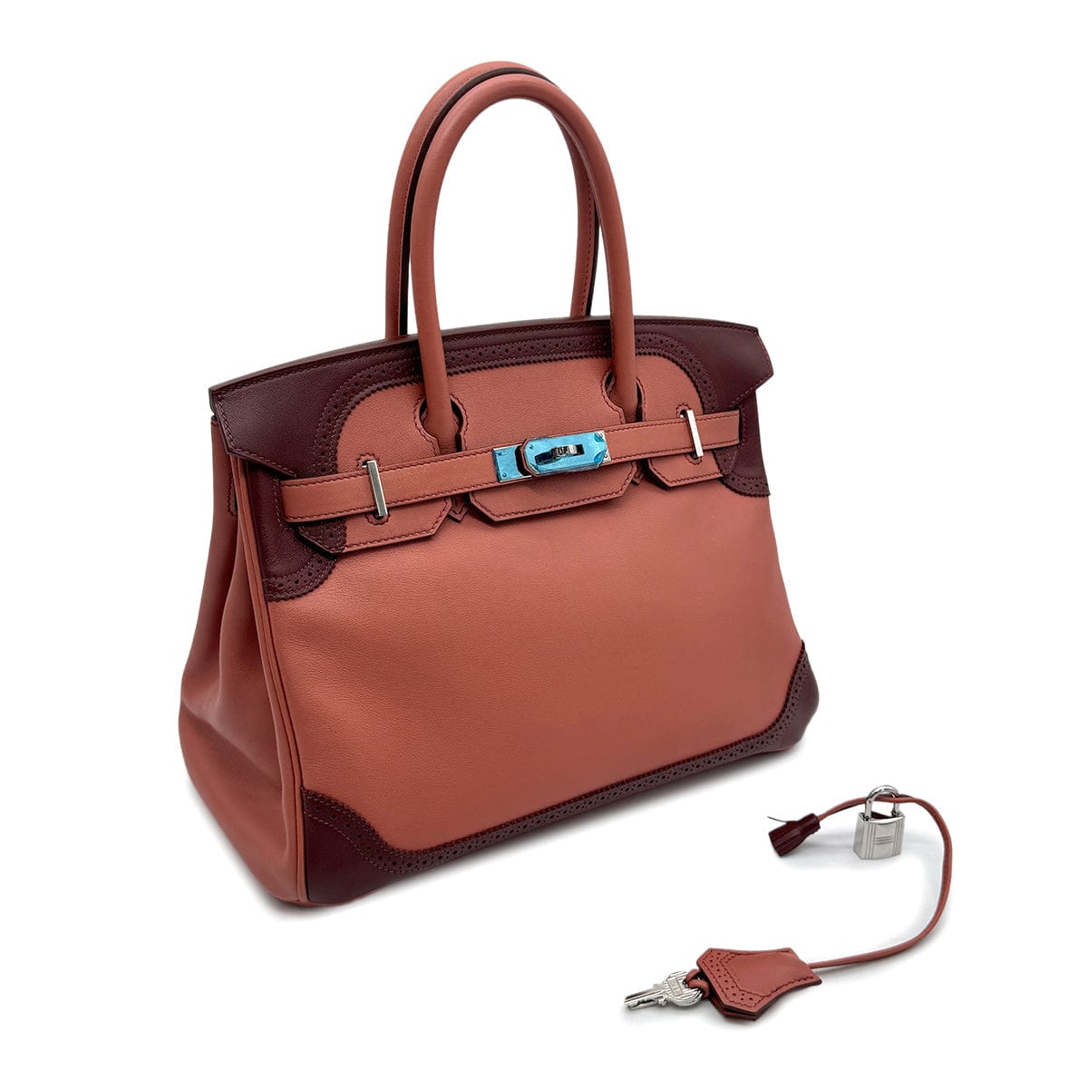 Hermes HERMES BIRKIN 30 GHILLIES ROSY ROUGE H SWIFT HAND BAG □P SHW 90274061