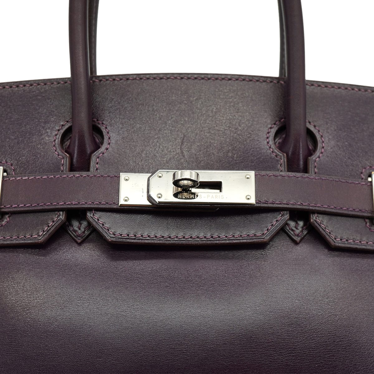 HERMES HERMES BIRKIN 30 RAISIN CYCLAMEN BOX CALF HAND BAG 2004 SQUARE H PALLADIUM HARDWARE 90326774