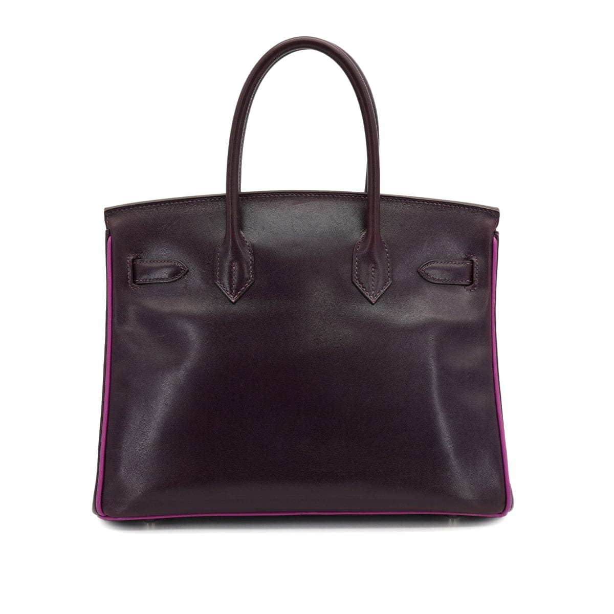 HERMES HERMES BIRKIN 30 RAISIN CYCLAMEN BOX CALF HAND BAG 2004 SQUARE H PALLADIUM HARDWARE 90326774