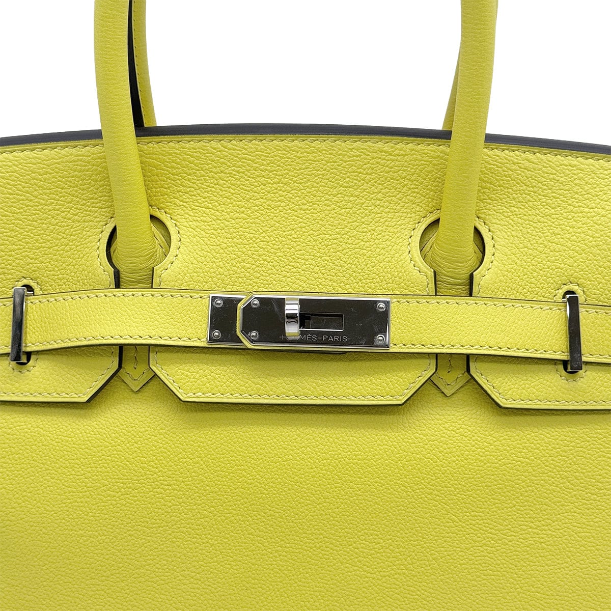 HERMES HERMES BIRKIN 30 VERSO LIME GRIS TOURTERELLE EVERCOLOR HAND BAG 2019 D STAMP PALLADIUM HARDWARE 90327146