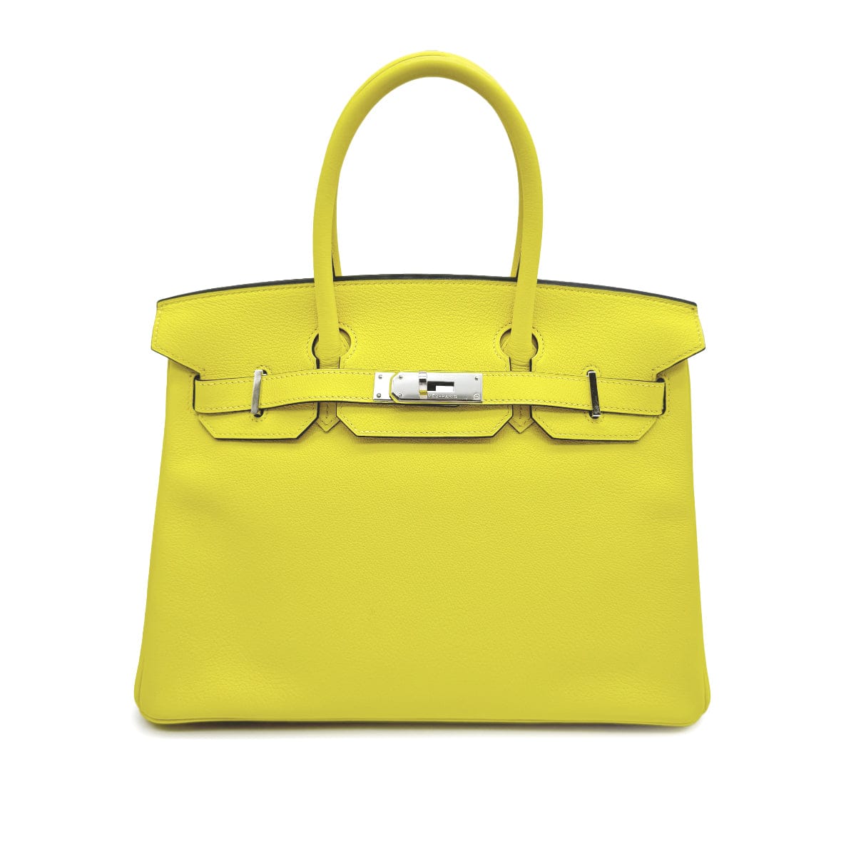 HERMES HERMES BIRKIN 30 VERSO LIME GRIS TOURTERELLE EVERCOLOR HAND BAG 2019 D STAMP PALLADIUM HARDWARE 90327146