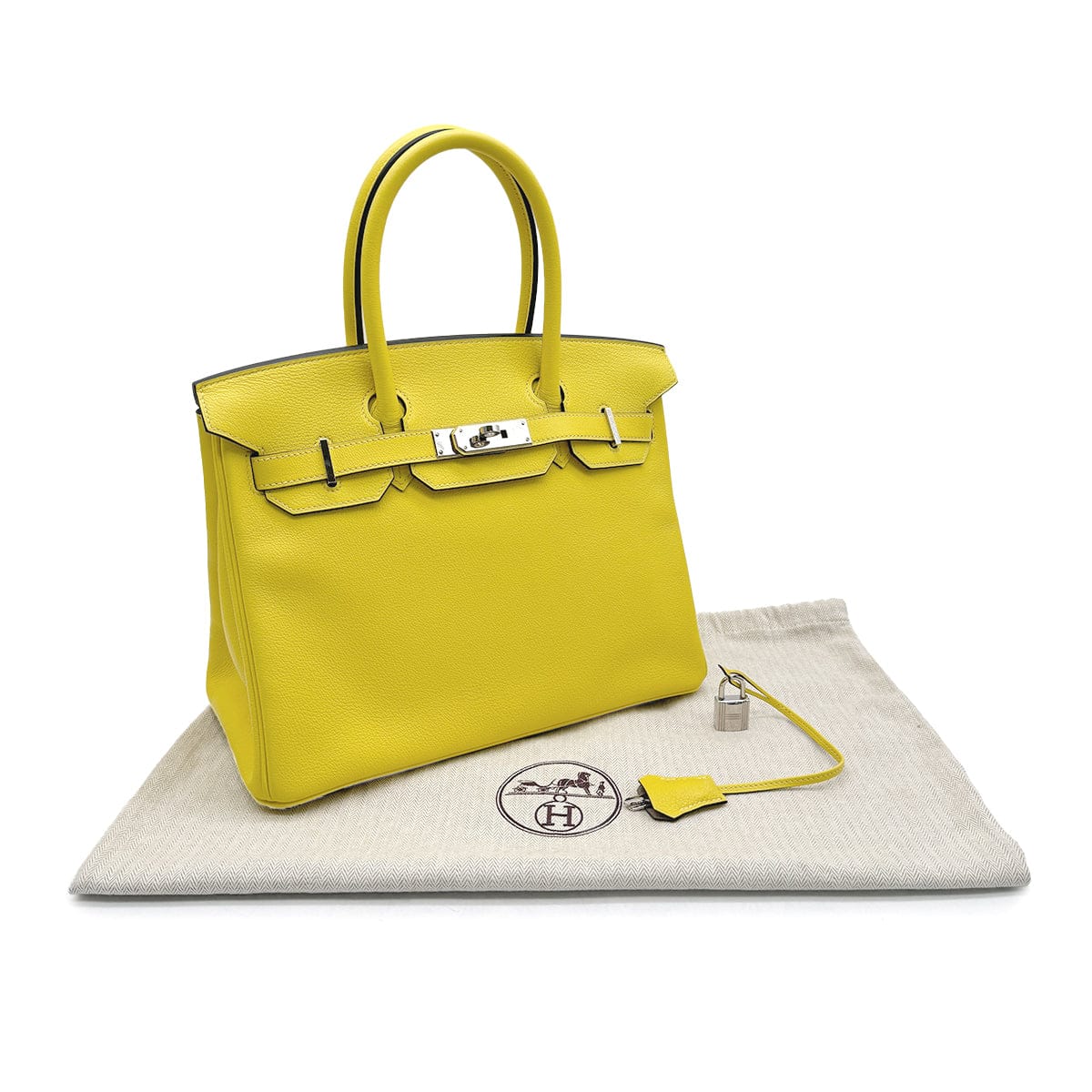 HERMES HERMES BIRKIN 30 VERSO LIME GRIS TOURTERELLE EVERCOLOR HAND BAG 2019 D STAMP PALLADIUM HARDWARE 90327146