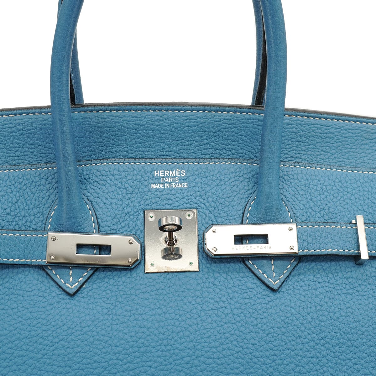 HERMES HERMES BIRKIN 35 BLUE JEAN TAURILLON CLEMENCE HAND BAG 2003 SQUARE G PALLADIUM HARDWARE 90327065