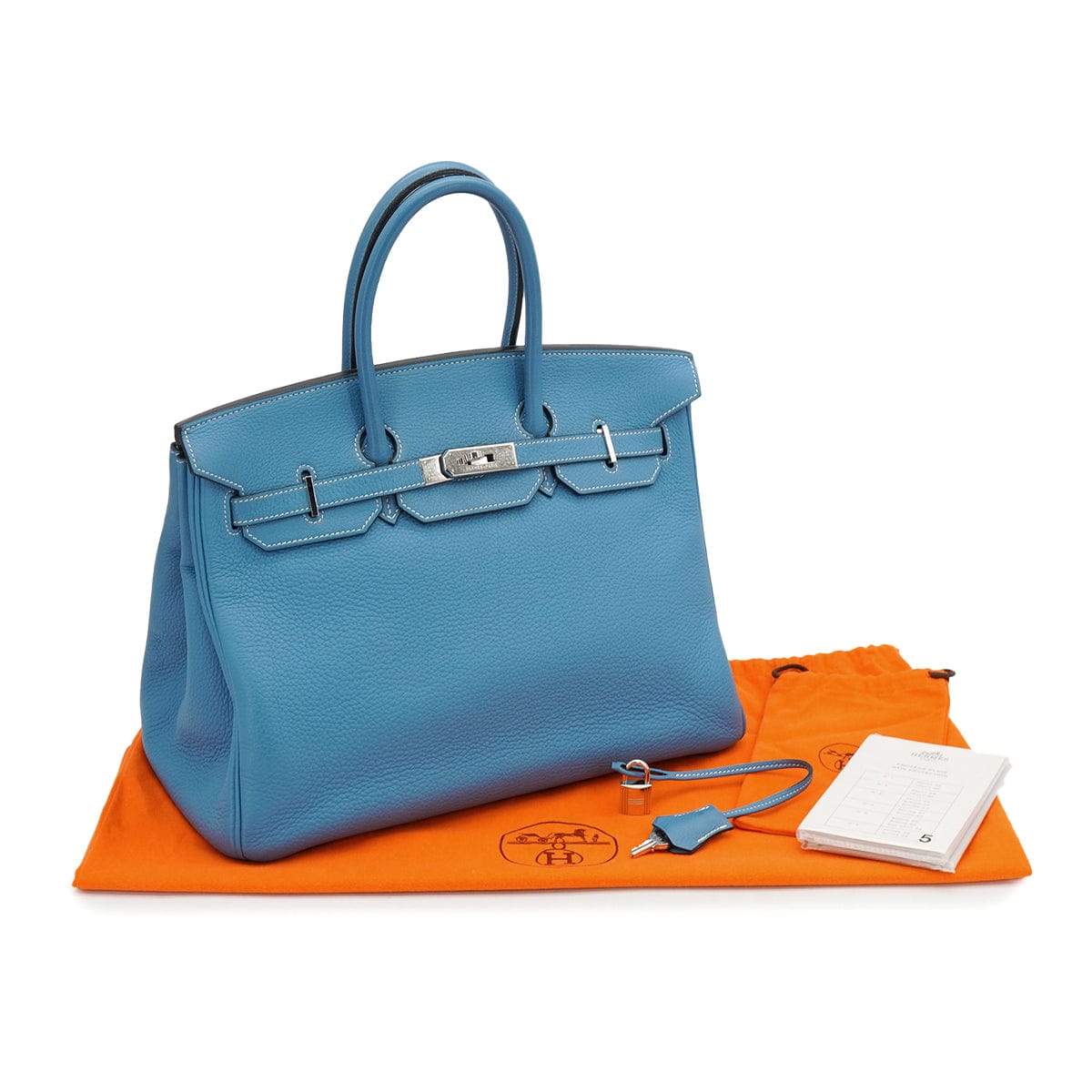HERMES HERMES BIRKIN 35 BLUE JEAN TAURILLON CLEMENCE HAND BAG 2003 SQUARE G PALLADIUM HARDWARE 90327065