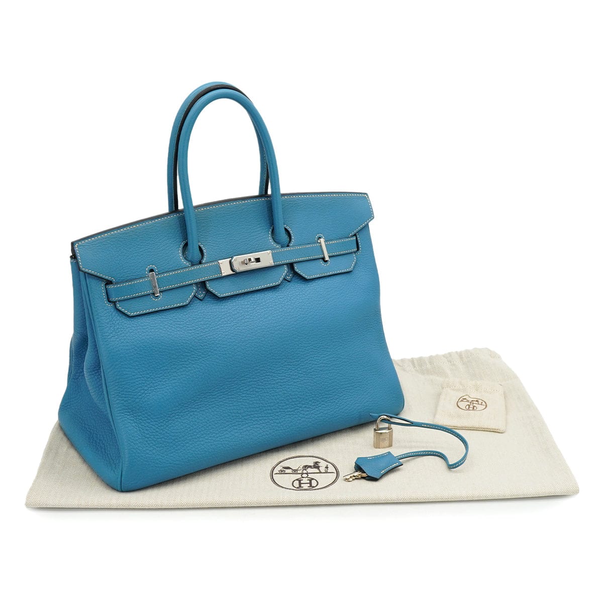 HERMES HERMES BIRKIN 35 BLUE JEAN TOGO HAND BAG 2004 SQUARE H PALLADIUM HARDWARE 90326675