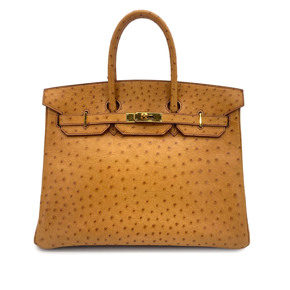 HERMES HERMES BIRKIN 35 CHESTNUT OSTRICH HAND BAG 1995 CIRCLE Y GOLD HARDWARE 90326205