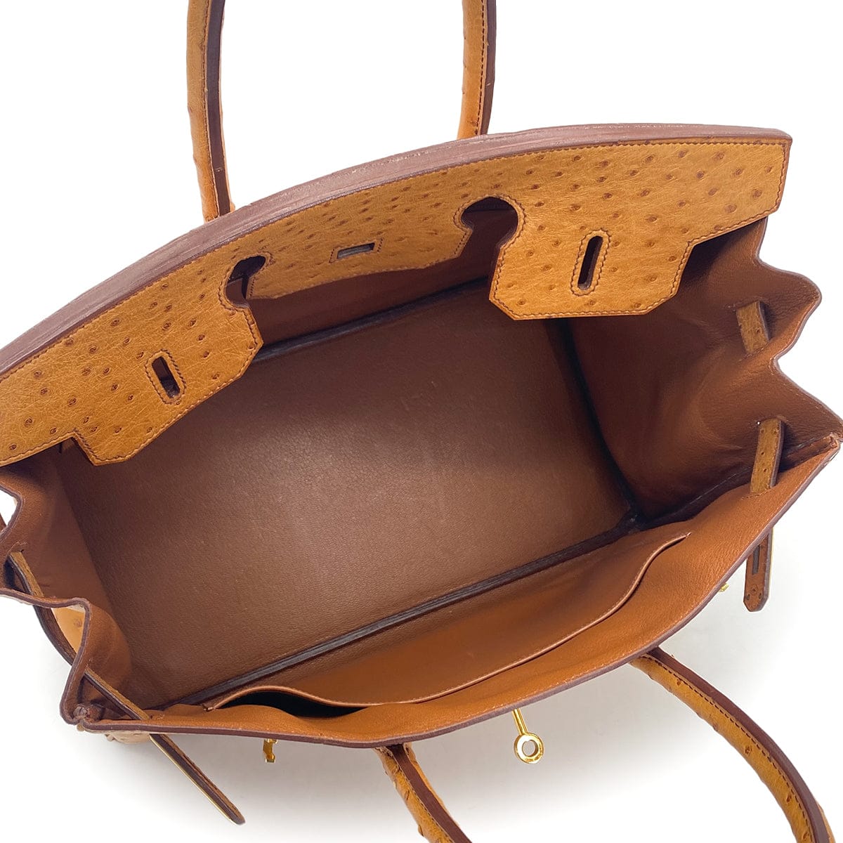 HERMES HERMES BIRKIN 35 CHESTNUT OSTRICH HAND BAG 1995 CIRCLE Y GOLD HARDWARE 90326205