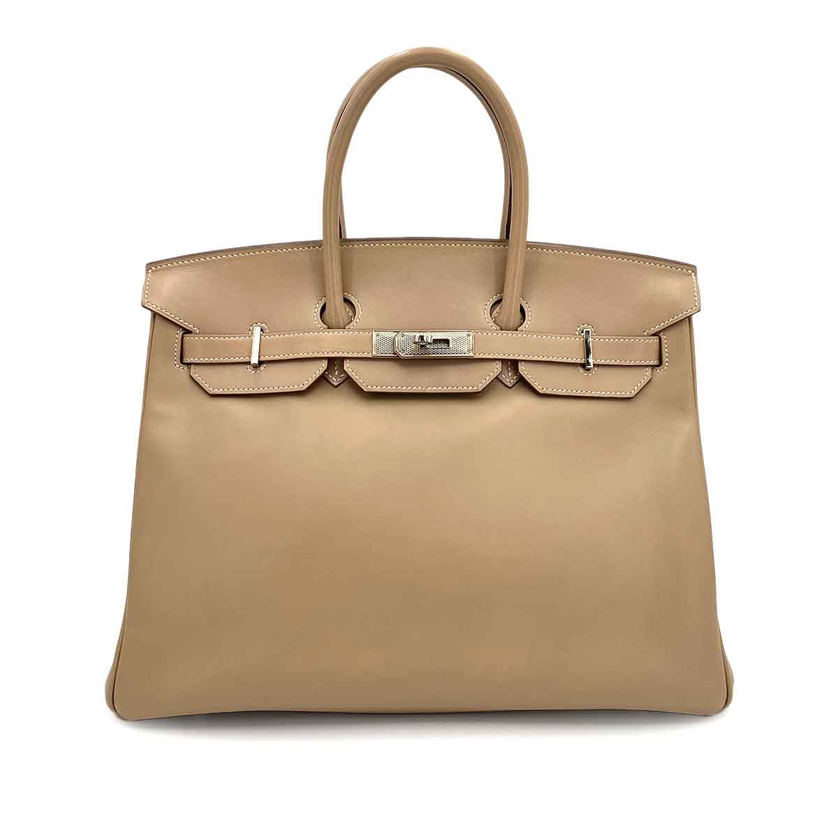 HERMES HERMES BIRKIN 35 GUILLOCHE ARGILE VEAU TADELAKT HAND BAG □Q 90242126