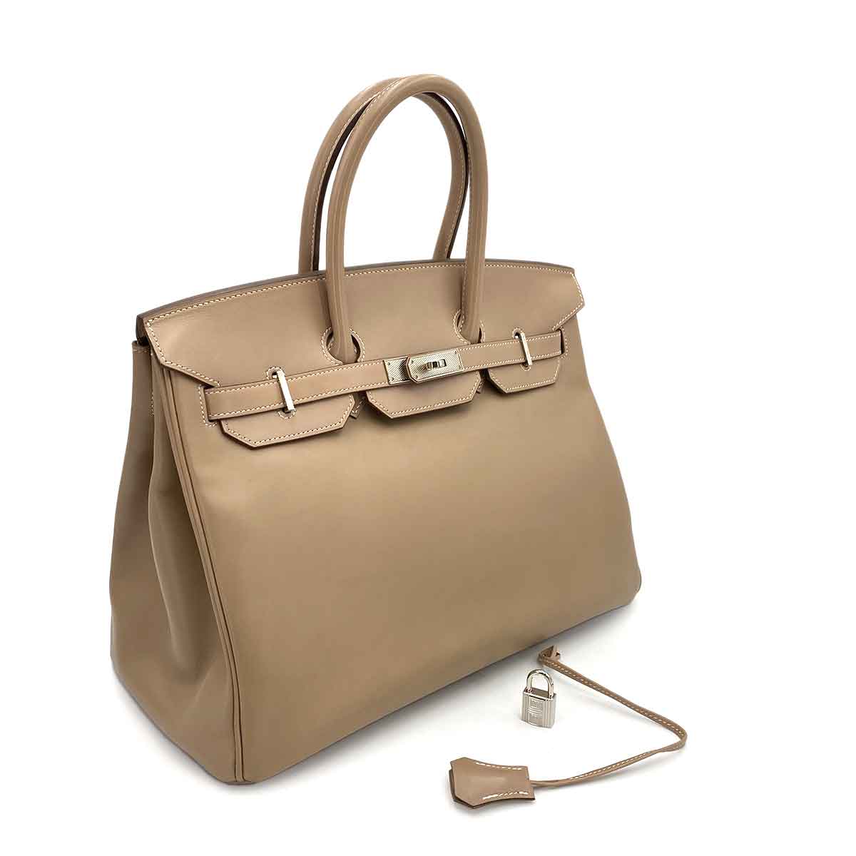 HERMES HERMES BIRKIN 35 GUILLOCHE ARGILE VEAU TADELAKT HAND BAG □Q 90242126