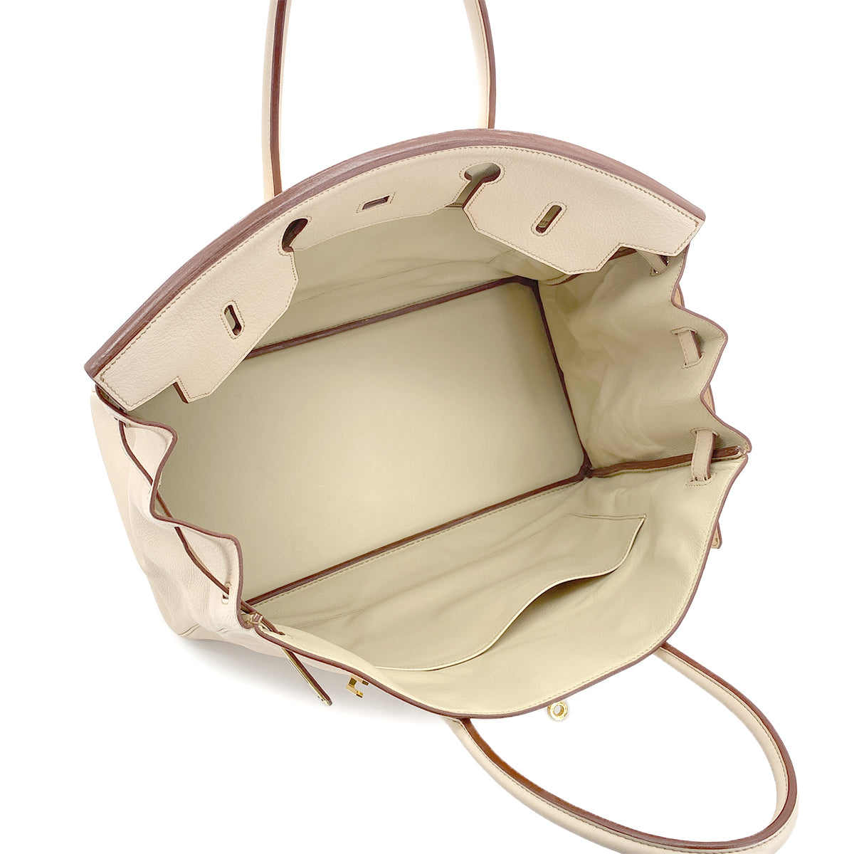 HERMES HERMES BIRKIN 40 BEIGE TYPE TAURILLON CLEMENCE HAND BAG □E GHW 90299359