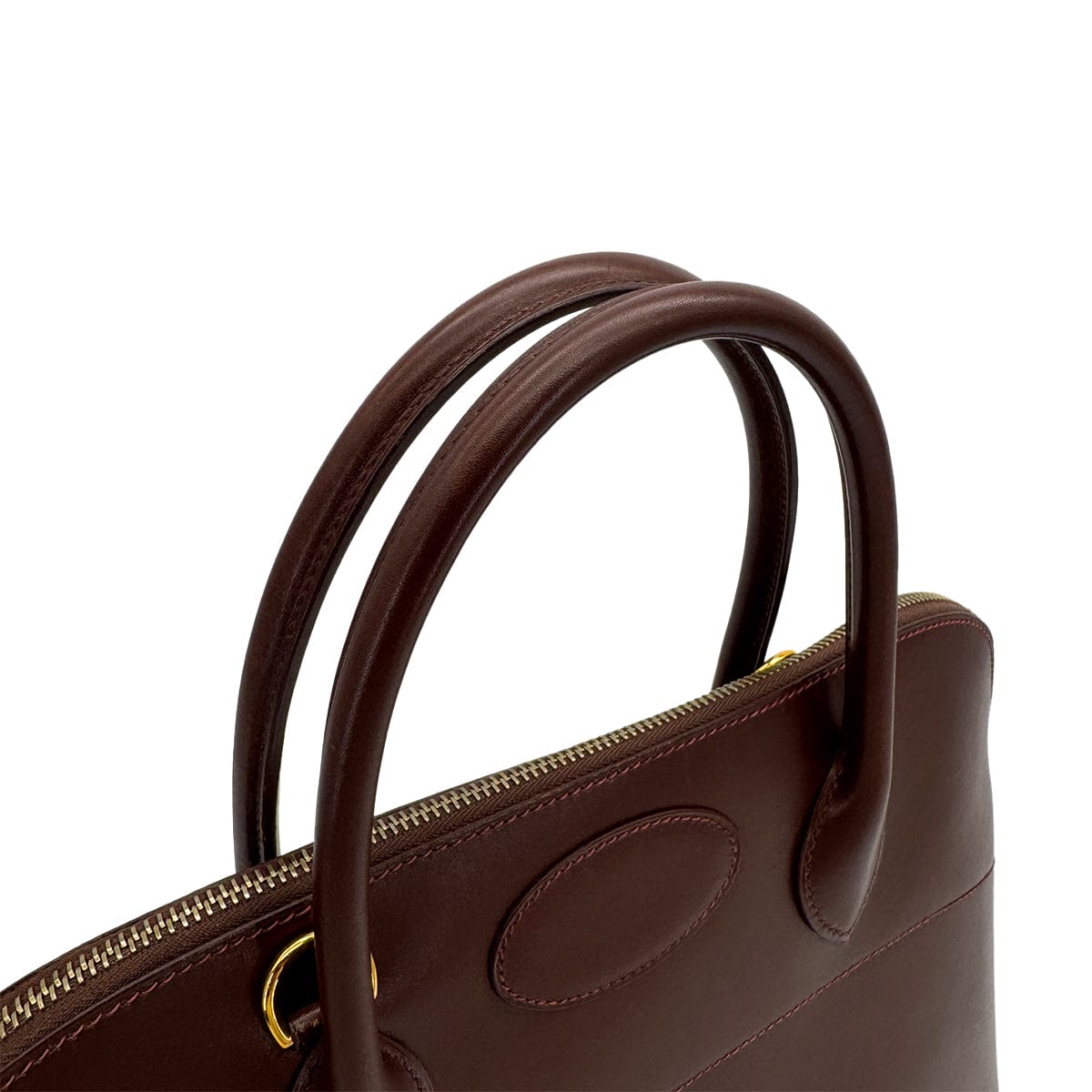 HERMES HERMES BOLIDE 35 MARRON FONCE BOXCALF HAND BAG 2001 SQUARE E GOLD HARDWARE 90311972