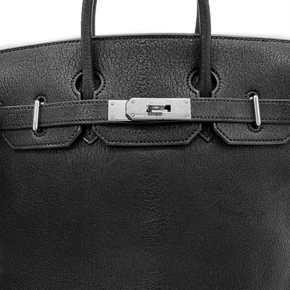 HERMES HERMES HAUT A COURROIES 28 BLACK CHEVRE COROMANDEL HAND BAG ▢L SHW 90302184