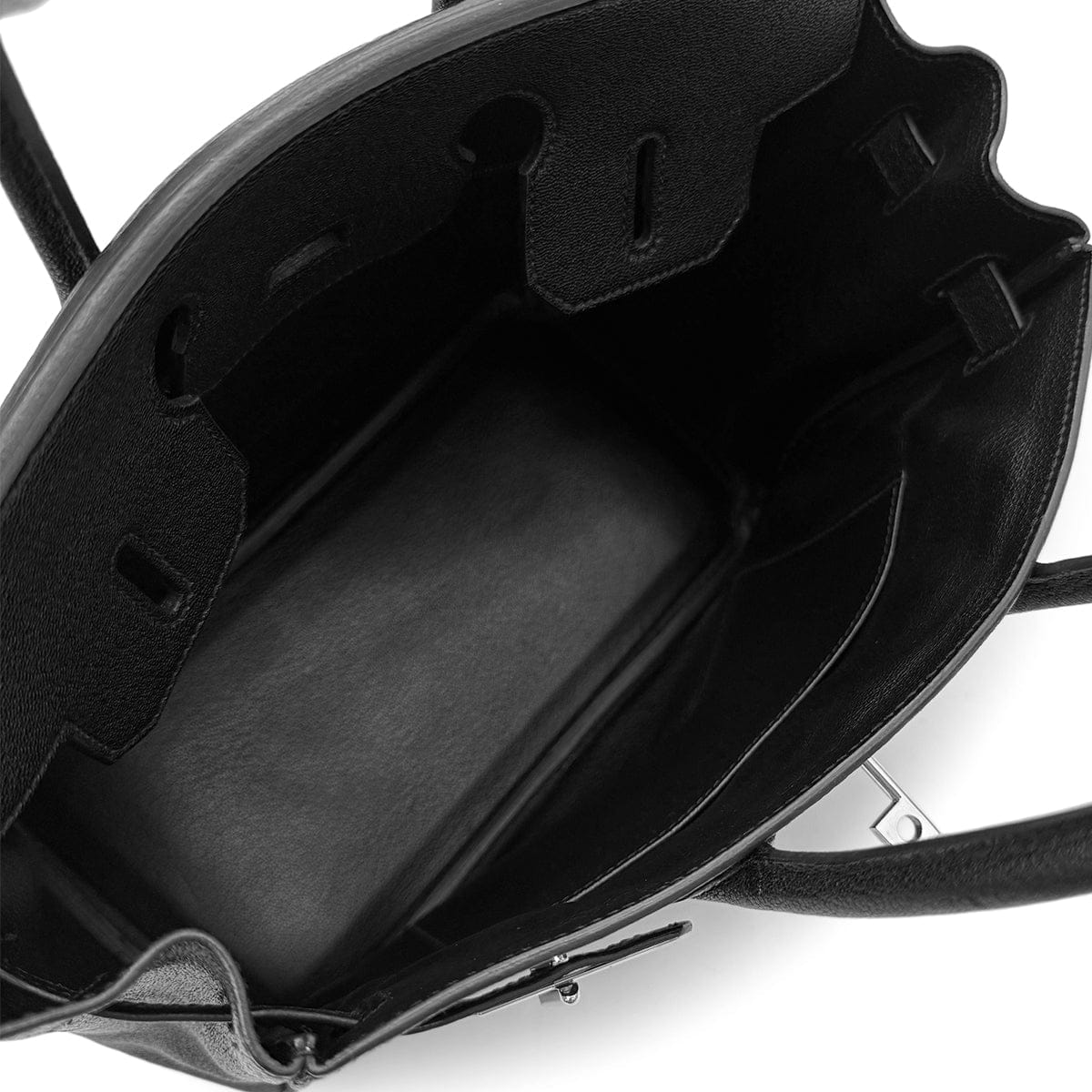 HERMES HERMES HAUT A COURROIES 28 BLACK CHEVRE COROMANDEL HAND BAG ▢L SHW 90302184