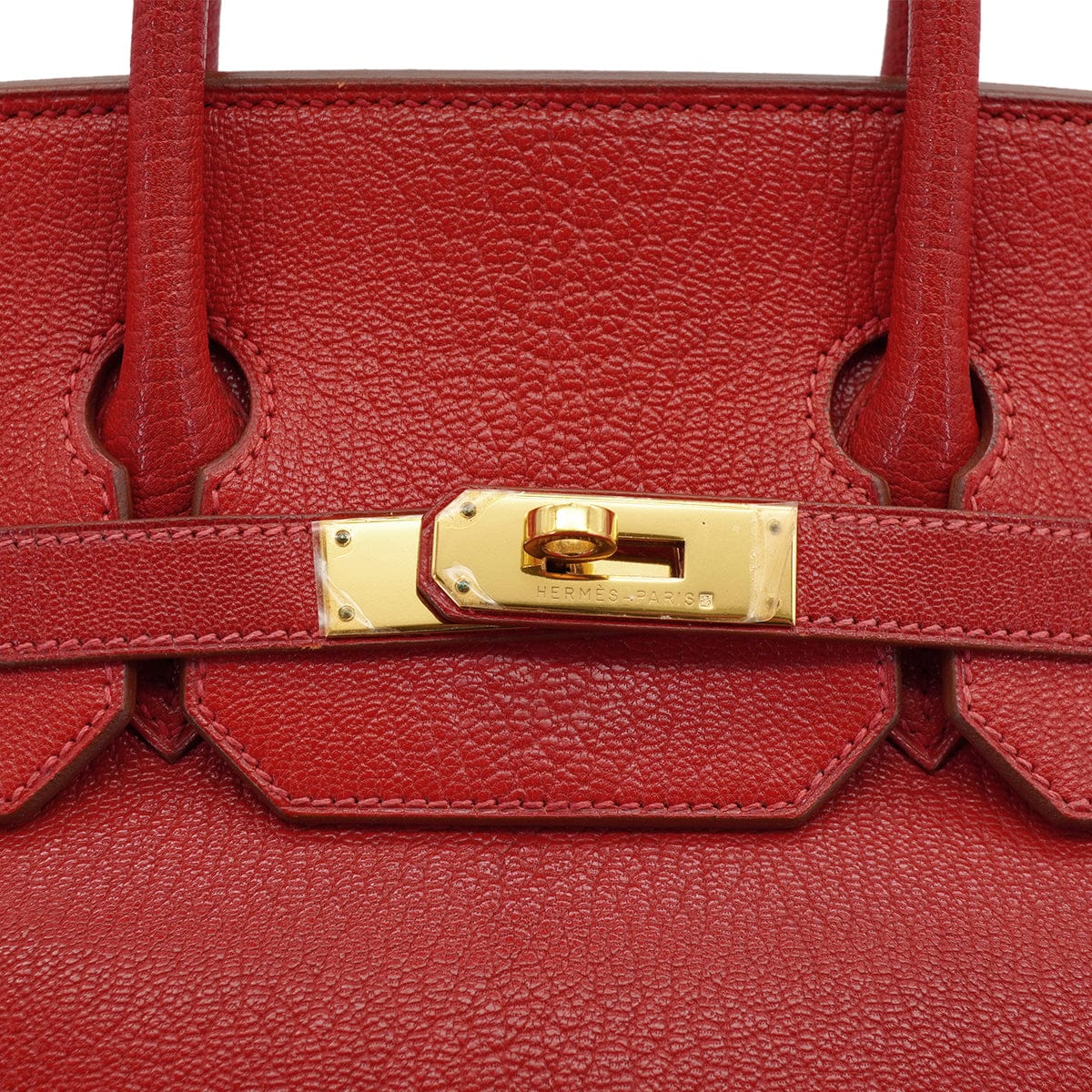 HERMES HERMES HAUT A COURROIES 32 ROUGE VIF CHEVRE HAND BAG 2001 SQUARE E GOLD HARDWARE 90326772