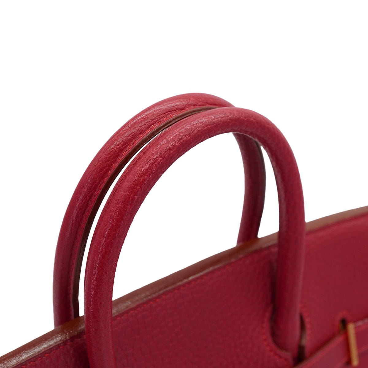 HERMES HERMES HAUT A COURROIES 32 ROUGE VIF FJORD HAND BAG 1993 CIRCLE W GOLD HARDWARE 90326656