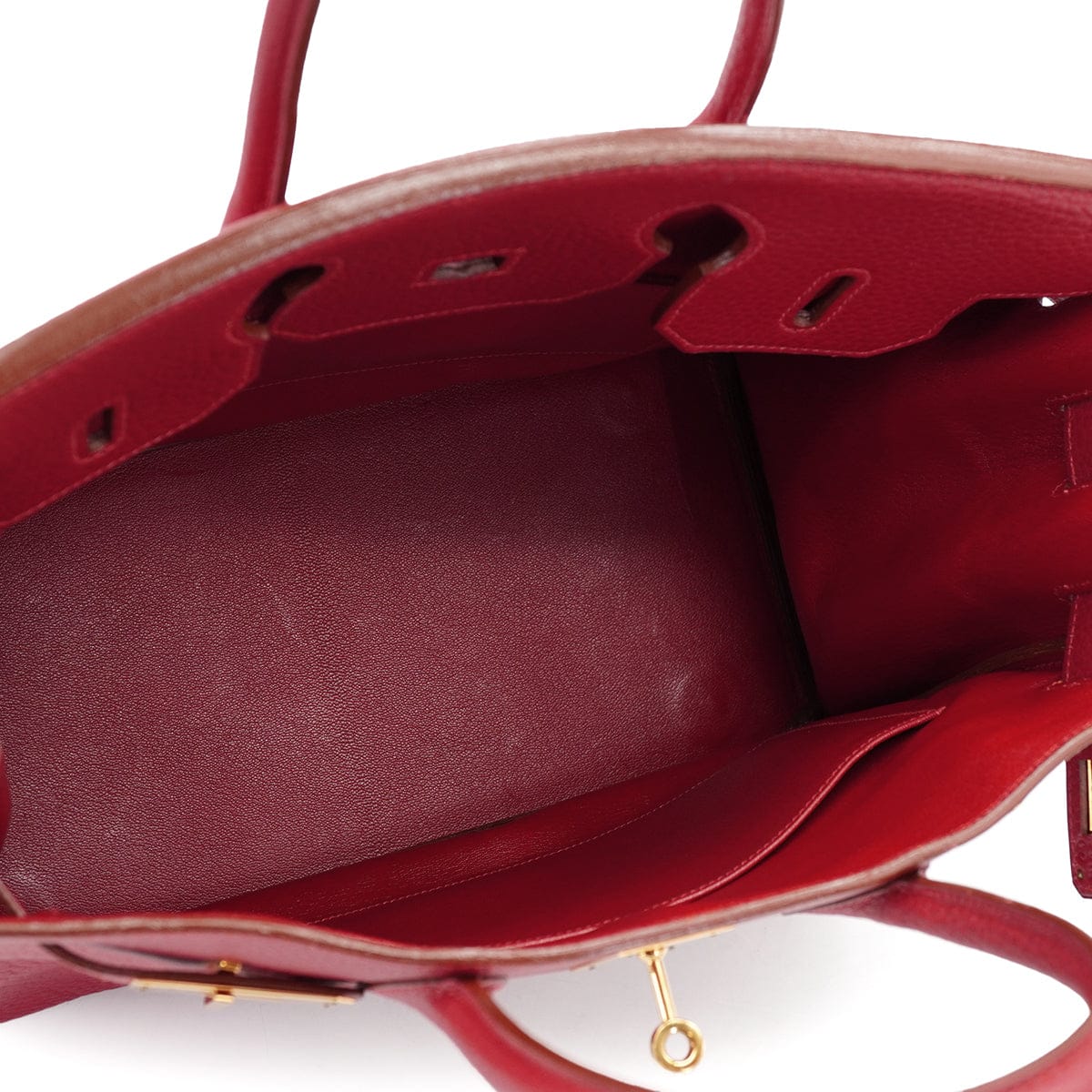 HERMES HERMES HAUT A COURROIES 32 ROUGE VIF FJORD HAND BAG 1993 CIRCLE W GOLD HARDWARE 90326656