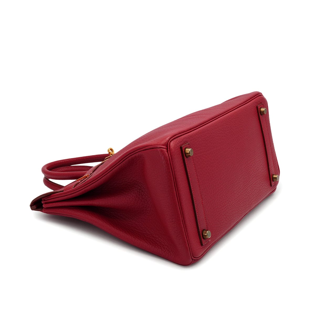 HERMES HERMES HAUT A COURROIES 32 ROUGE VIF FJORD HAND BAG 1993 CIRCLE W GOLD HARDWARE 90326656