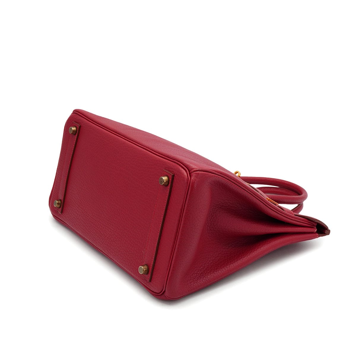 HERMES HERMES HAUT A COURROIES 32 ROUGE VIF FJORD HAND BAG 1993 CIRCLE W GOLD HARDWARE 90326656