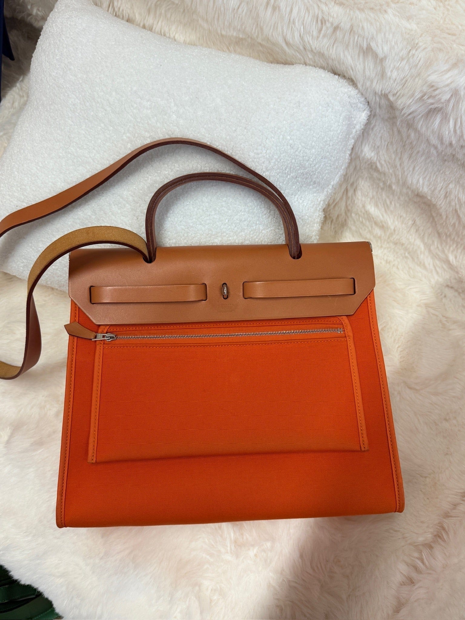HERMES Hermès Herbag – Orange Canvas & Leather