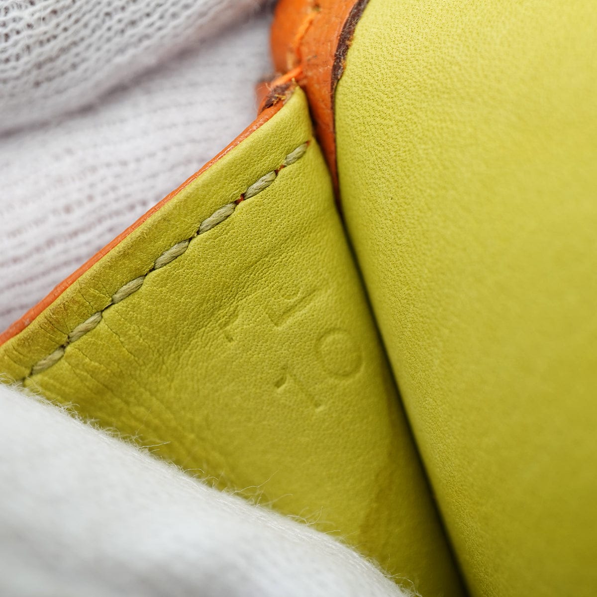 HERMES HERMES JIGE MINI ANIS GREEN ORANGE DEBRIS CLUTCH BAG 2006 SQUARE J 90326664