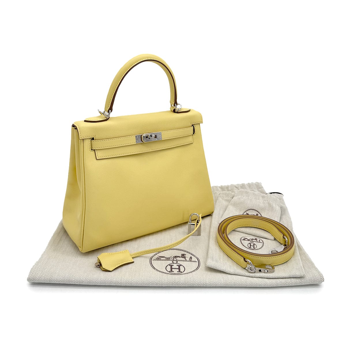 HERMES HERMES KELLY 25 RETOURNE JAUNE POUSSIN VEAU SWIFT HAND SHOULDER BAG 2021 Z PALLADIUM HARDWARE 90310259