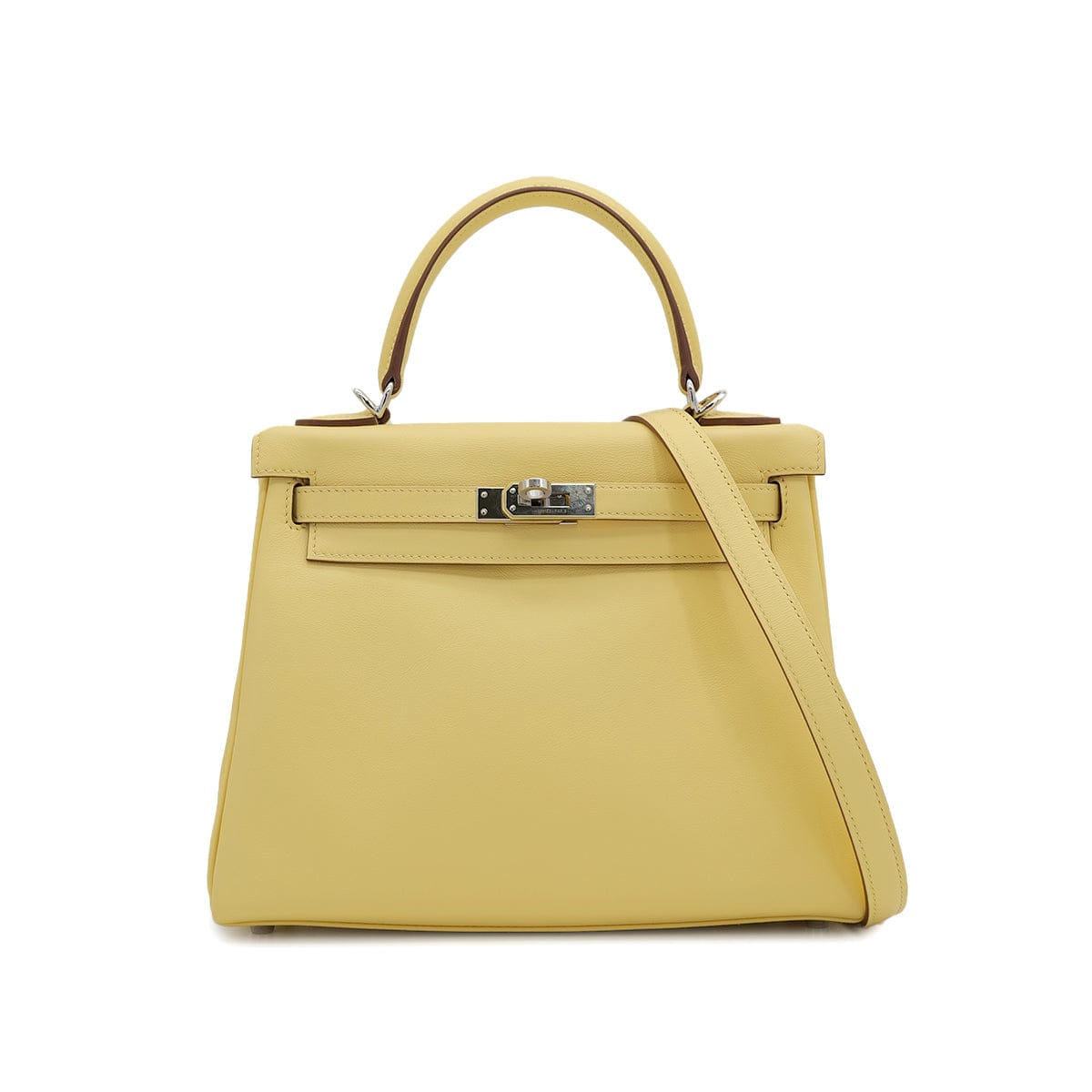 HERMES HERMES KELLY 25 RETOURNE JAUNE POUSSIN VEAU SWIFT HAND SHOULDER BAG 2021 Z PALLADIUM HARDWARE 90310259