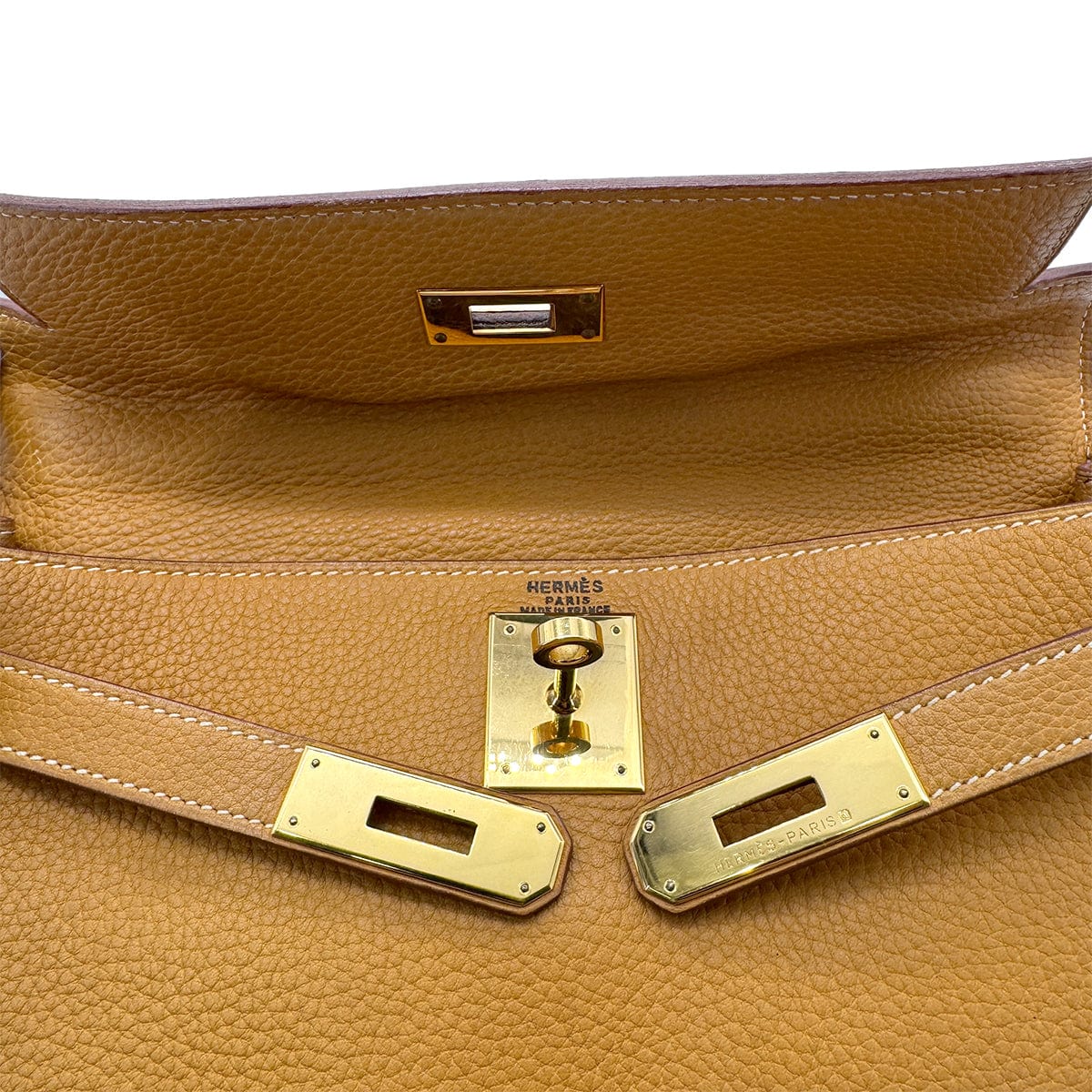 Hermes HERMES KELLY 28 RETOURNE NATURAL FJORD HAND SHOULDER BAG □C GHW 90269179