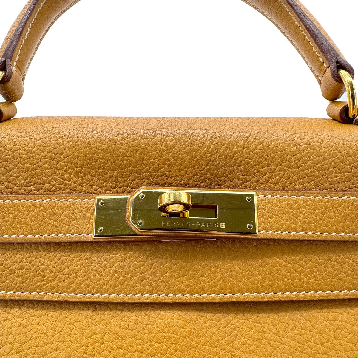 Hermes HERMES KELLY 28 RETOURNE NATURAL FJORD HAND SHOULDER BAG □C GHW 90269179