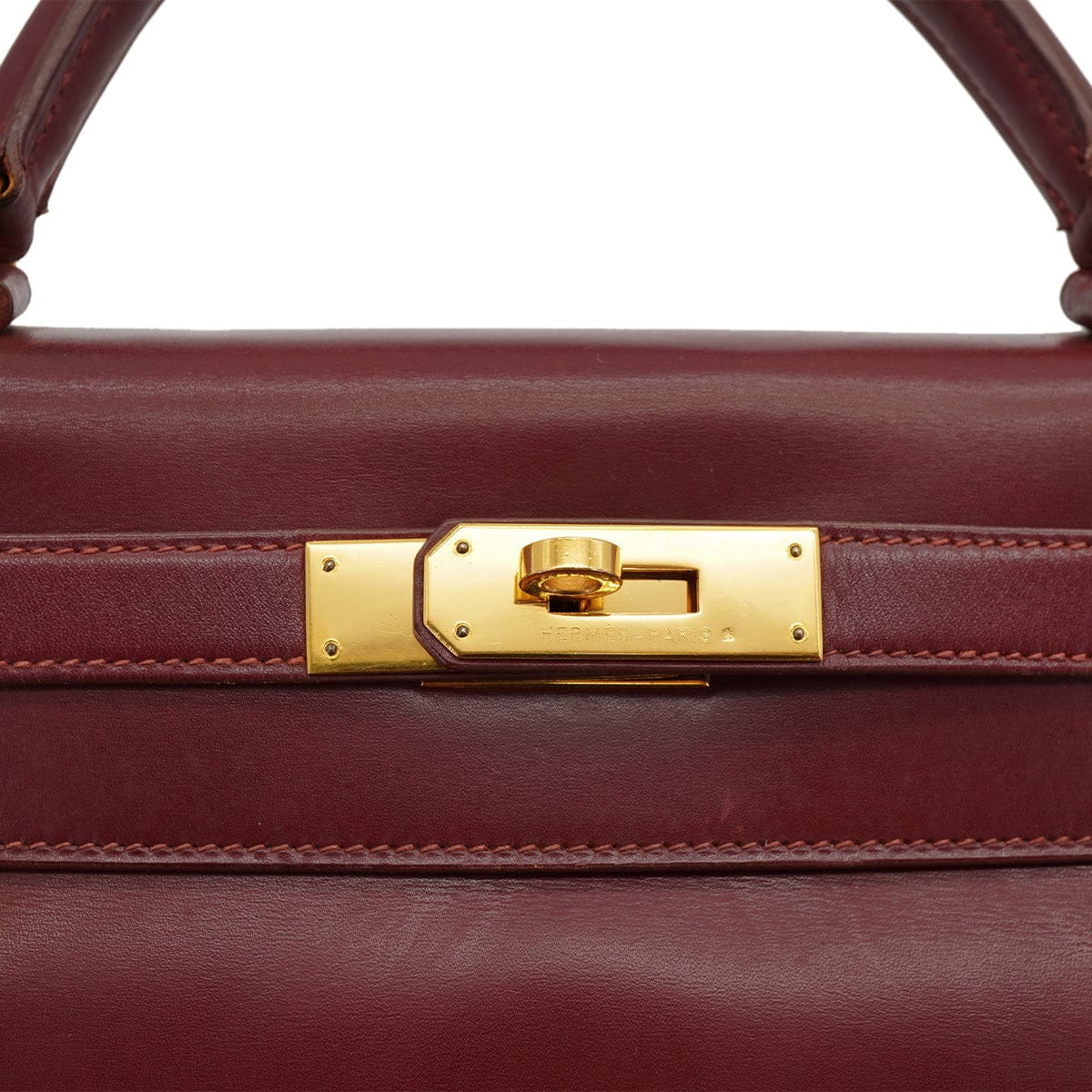 HERMES HERMES KELLY 28 RETOURNE ROUGE H BOXCALF HAND SHOULDER BAG 1991 CIRCLE U GOLD HARDWARE 90326657