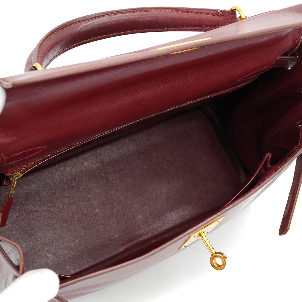 HERMES HERMES KELLY 28 RETOURNE ROUGE H BOXCALF HAND SHOULDER BAG 1991 CIRCLE U GOLD HARDWARE 90326657