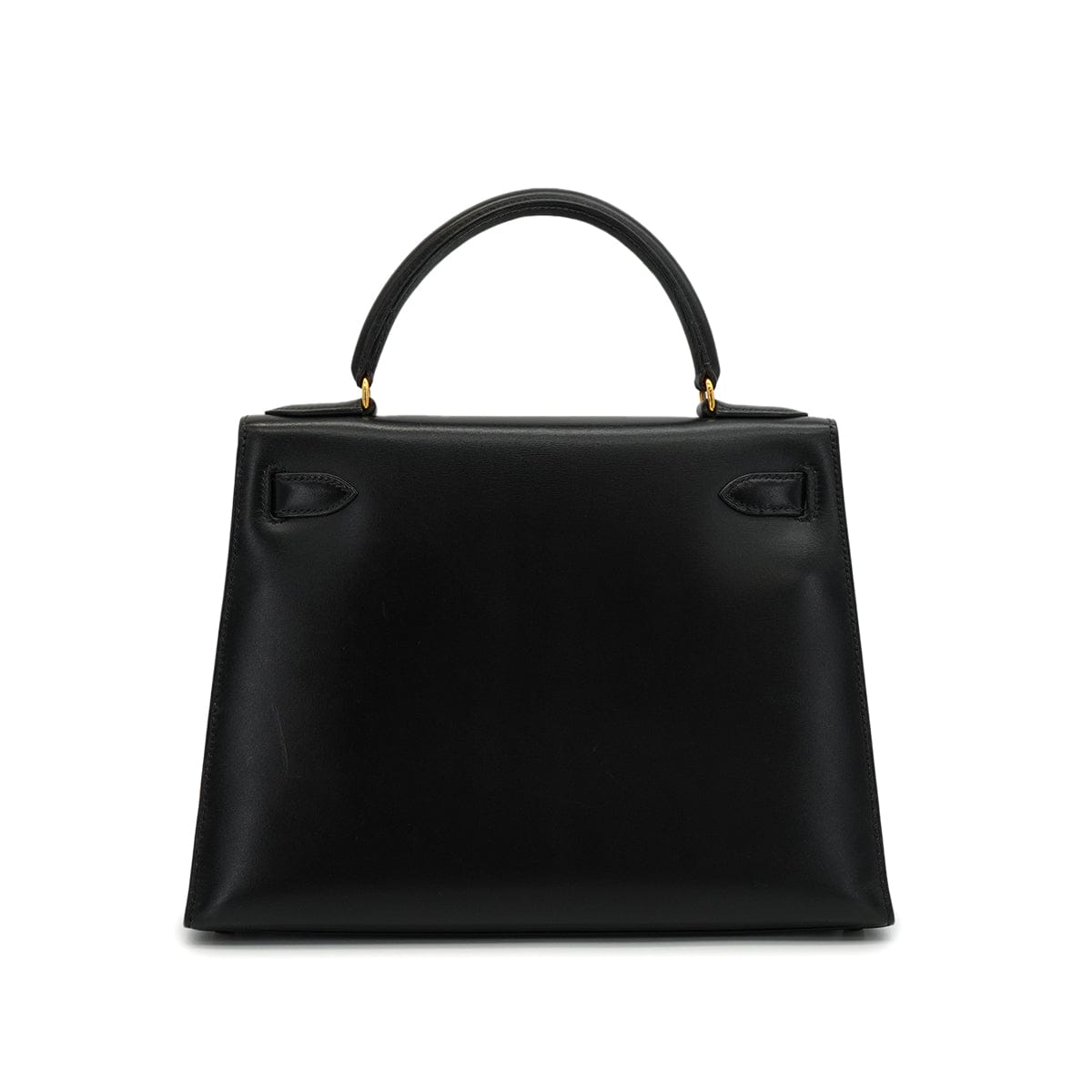HERMES HERMES KELLY 28 SELLIER BLACK BOX CALF HAND SHOULDER BAG 1991 CIRCLE U GOLD HARDWARE 90346863