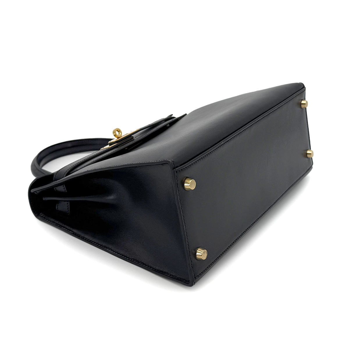 Hermes HERMES KELLY 28 SELLIER BLACK BOXCALF HAND SHOULDER BAG □D GHW 90273890