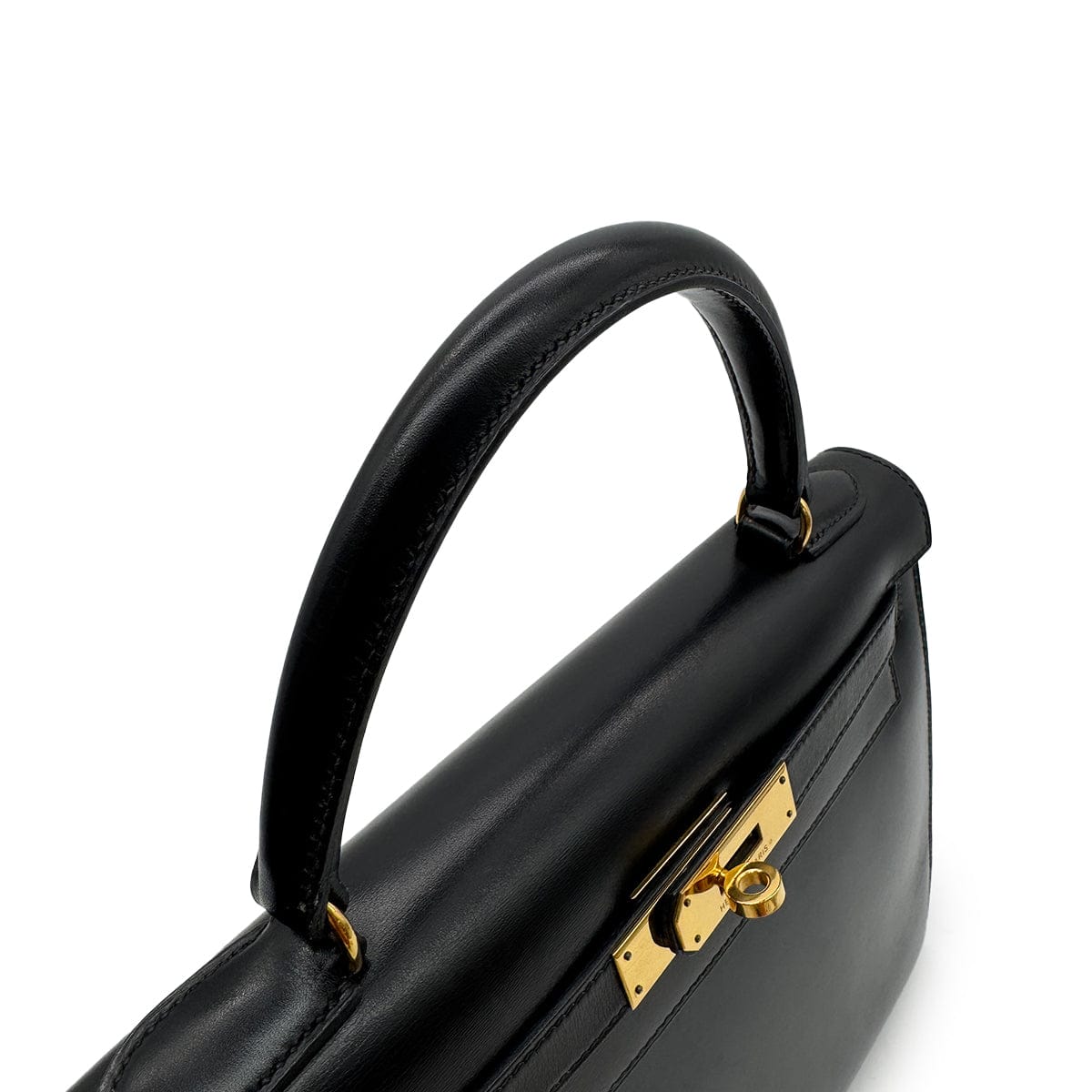 Hermes HERMES KELLY 28 SELLIER BLACK BOXCALF HAND SHOULDER BAG 〇U GHW 90306558