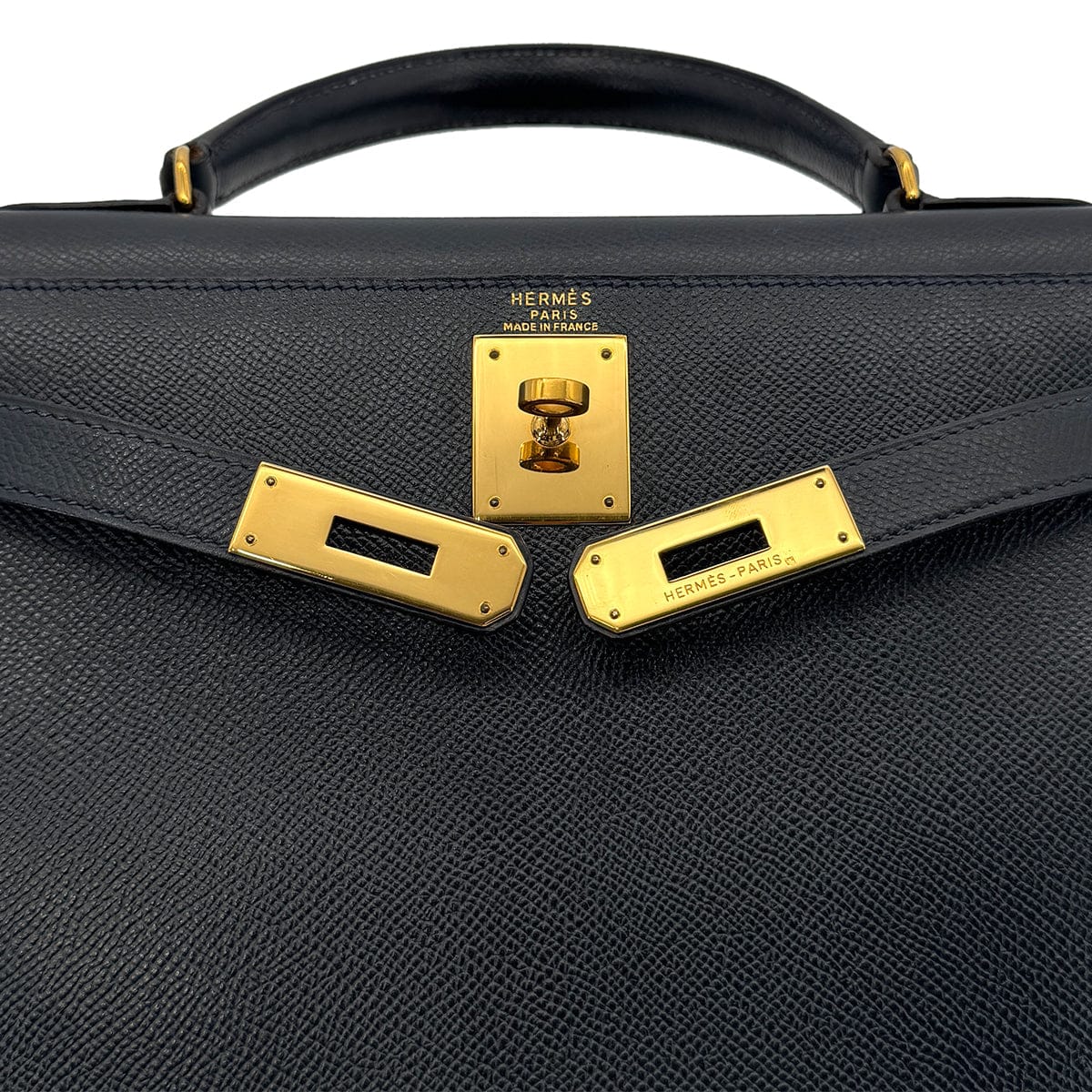 HERMES HERMES KELLY 28 SELLIER BLUE INDIGO COUCHEVEL HAND SHOULDER BAG 〇U GHW 90300026