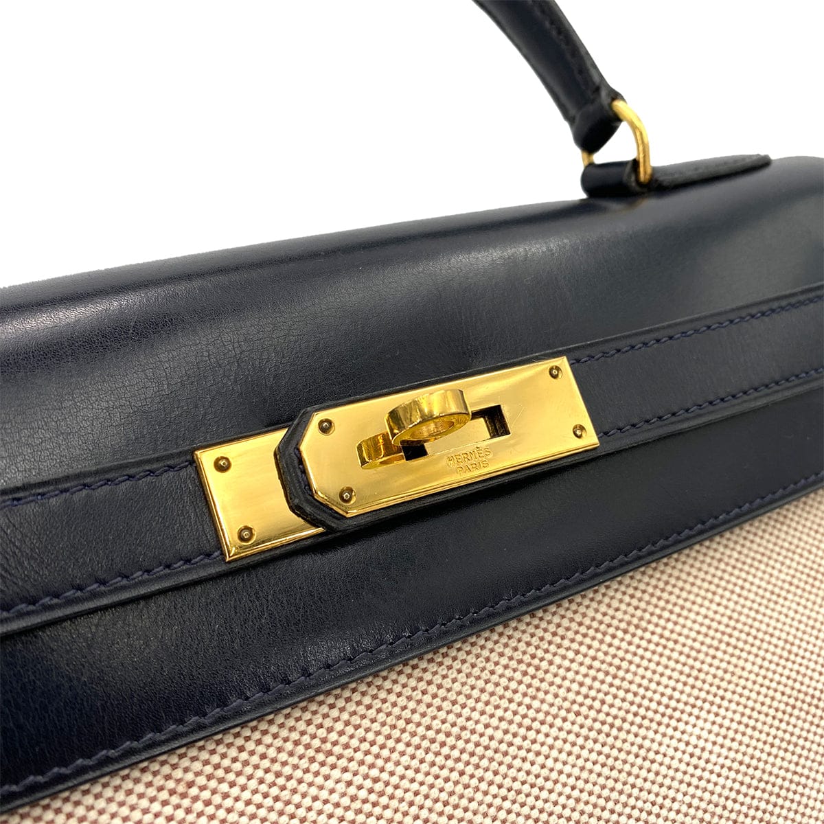 Hermes HERMES KELLY 28 SELLIER NAVY BOX CALF TOILE H HAND SHOULDER BAG 〇C 90249821