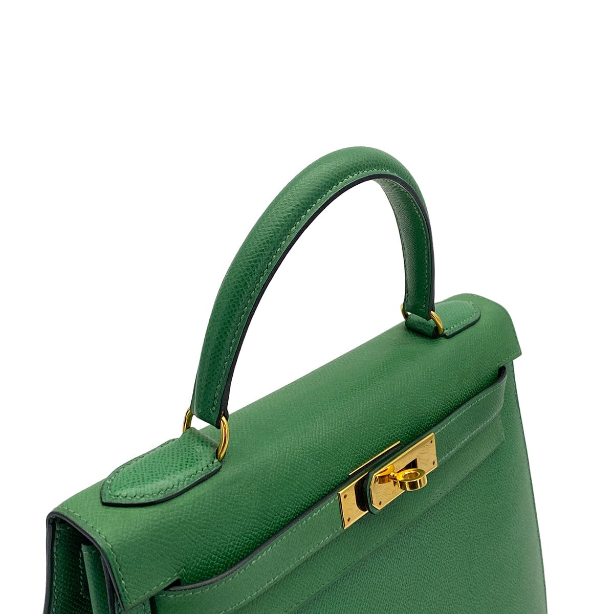 HERMES HERMES KELLY 28 SELLIER VERT COUCHEVEL HAND BAG 1995 CIRCLE Y GOLD HARDWARE 90326189